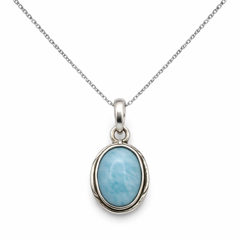 S925 Larimar Baby Oval Pendant